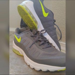 Grey and lime green Nikes